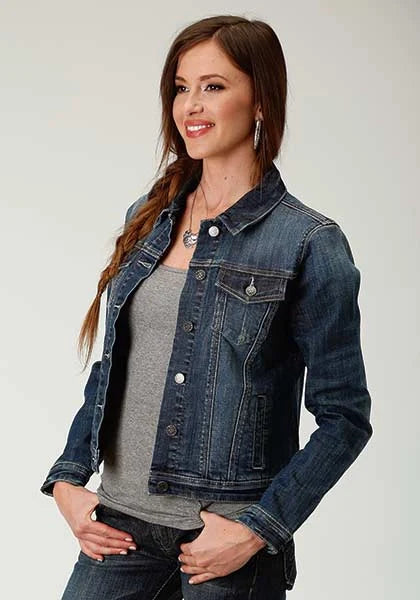 Roper Stretch Fabric (Medium Wash) - Women's Denim Jacket Denim Medium Wash