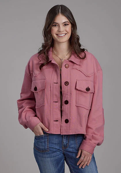 Roper 2272 Printed Knit (Pink) - Women's Cropped Jacket Pink