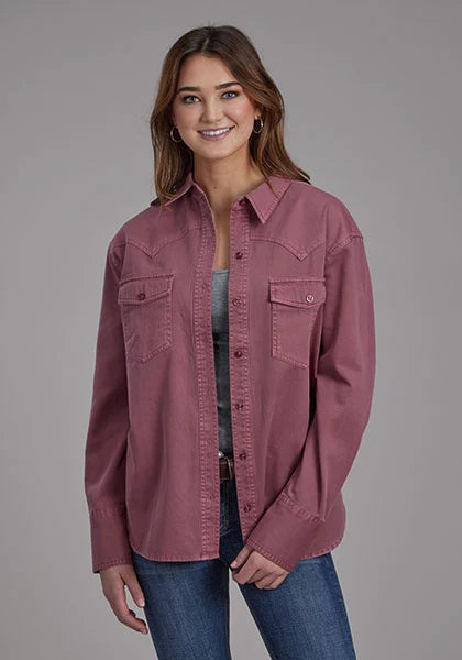 Roper 2298 Twill Oversized (Wine) - Women's Shirt Jacket Wine