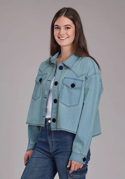 Roper 2450 Cropped (Blue) - Women's Denim Jacket Blue