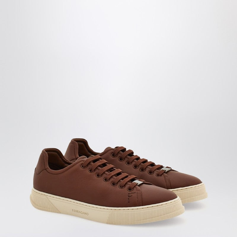 Ferragamo Brown Leather Sneakers Men
