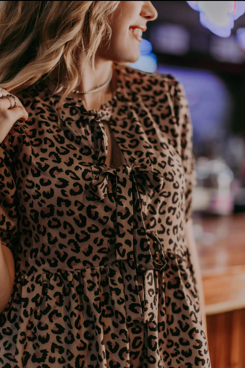 Leopard Front Bow Tie Dress