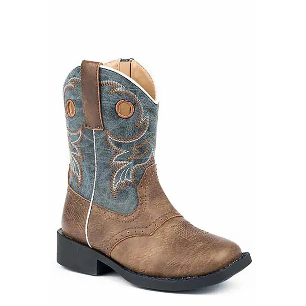 Roper Daniel (Blue/Brown) - Toddler Cowboy Boots Blue