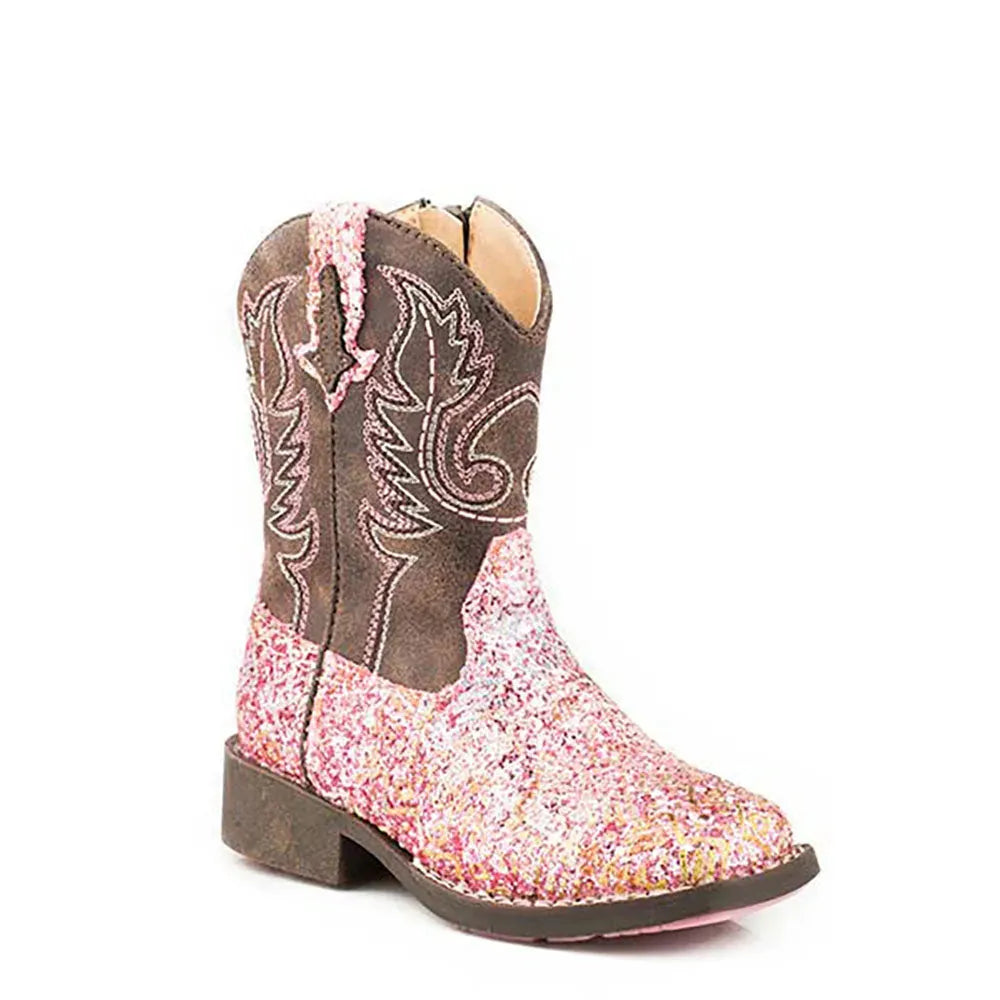 Roper Glitter Aztec - Toddler Cowgirl Boots Pink