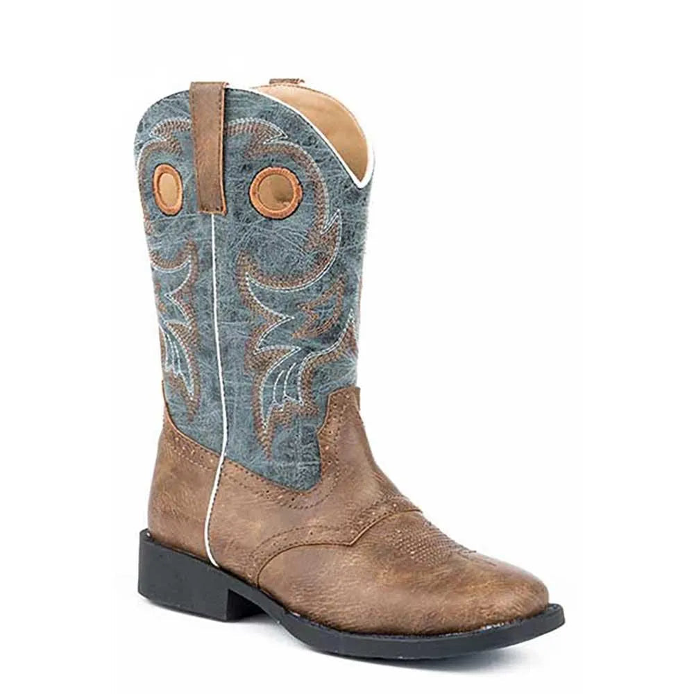 Roper Daniel (Blue/Brown) - Little Kids / Big Kids Cowboy Boots Blue