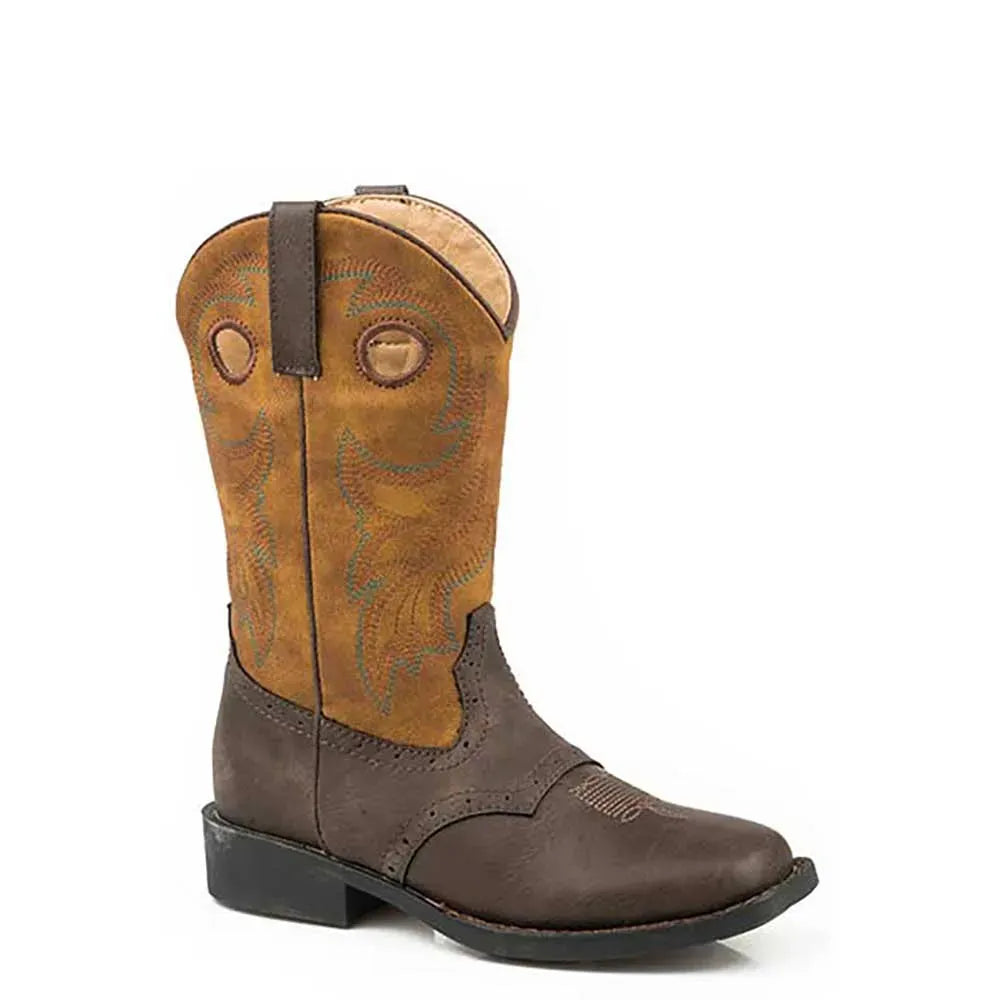 Roper Daniel (Tan/Dark Brown) - Little Kids / Big Kids Cowboy Boots Tan