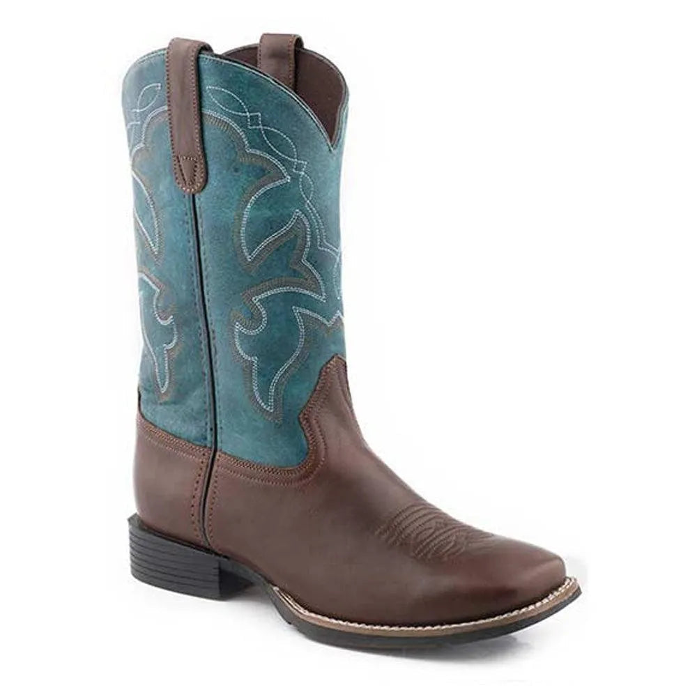 Roper Monterey (Teal Green / Tumbled Brown) - Men's Cowboy Boots Brown