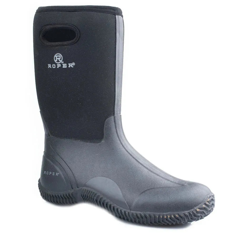 Roper Barnyard (Black) - Mens Work Rain Boots Black Regular