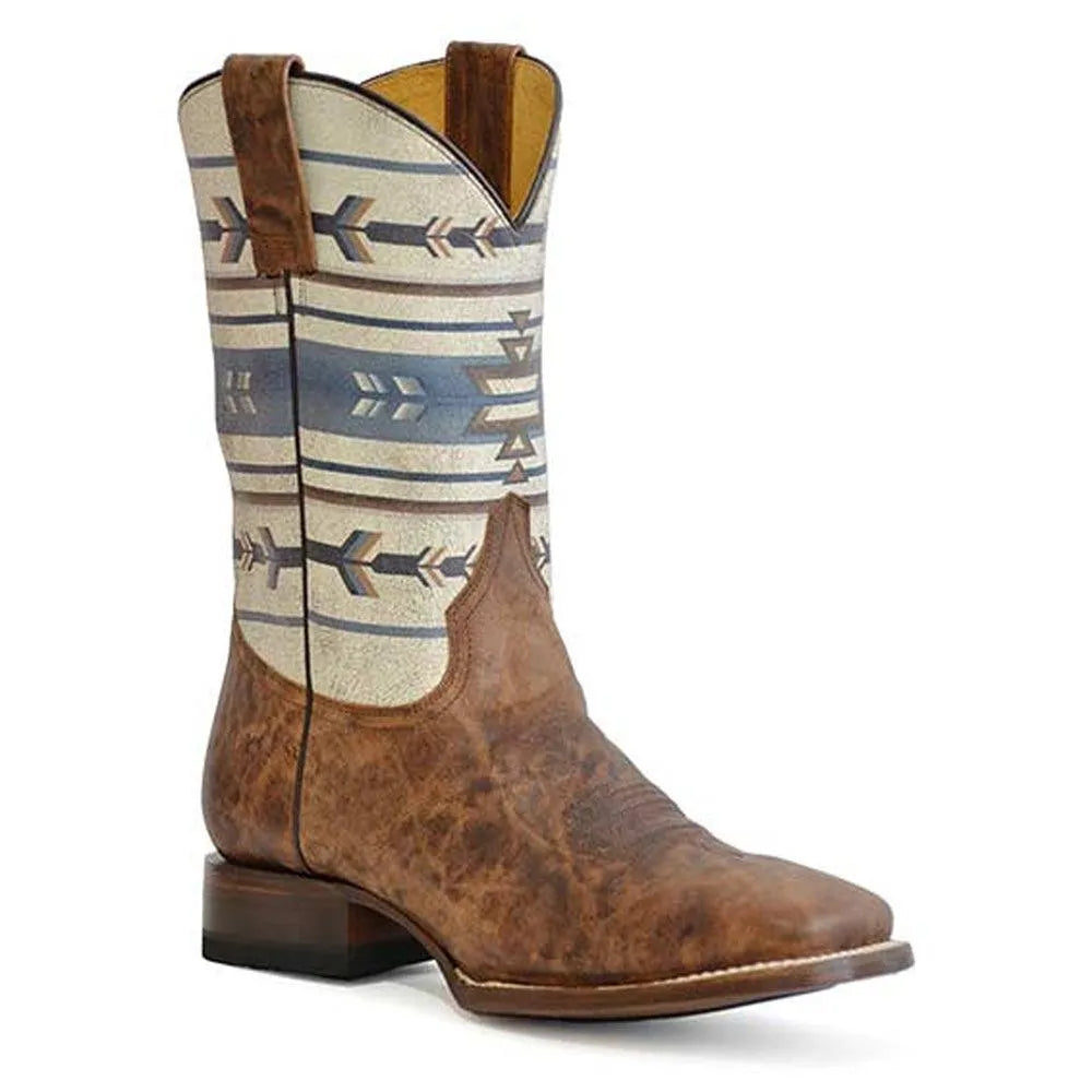 Roper 13" Aztec Cowboy (Burnished Tan) - Men's Cowboy Boots Tan