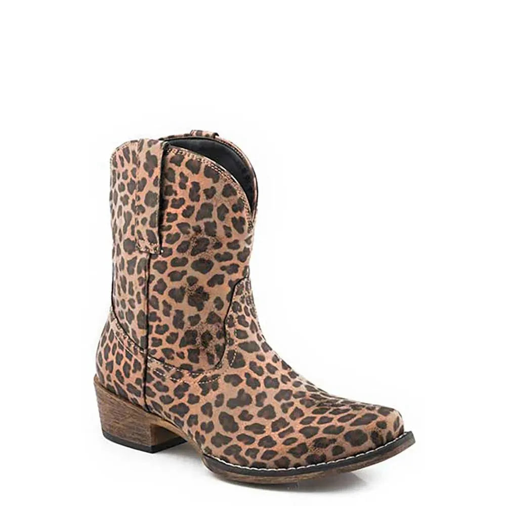 Roper Ingrid (Leopard) - Womens Ankle Cowgirl Boot Leopard Regular