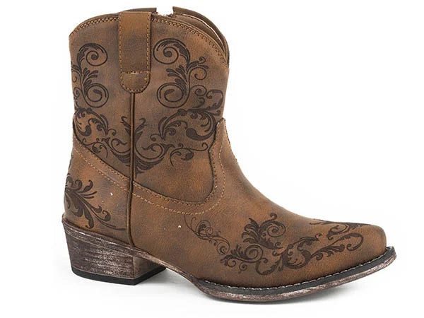 Roper Short Stuff (Tan/Brown) - Women's Cowgirl Boot Brown Regular