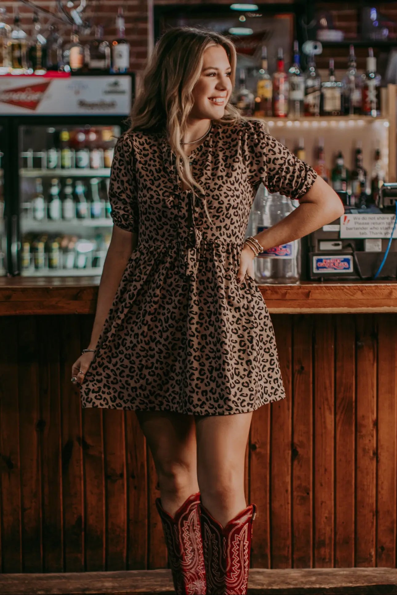 Leopard Front Bow Tie Dress