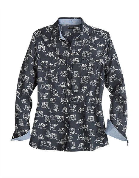 Tin Haul 2185 Cow Toile (Black) - Women's Western Shirt Black