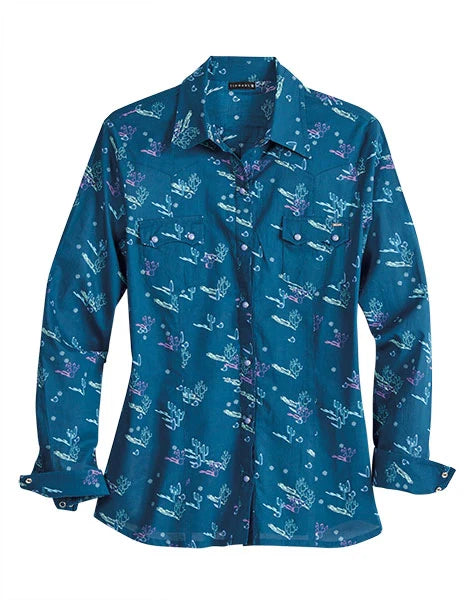 Tin Haul 2186 Cactus Shadows (Blue) - Women's Western Shirt Blue