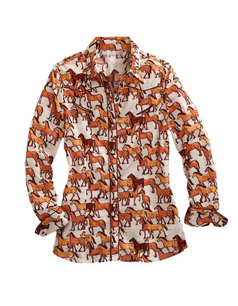 Tin Haul 1273 Courses of Horses (Brown) - Women's Western Shirt Brown