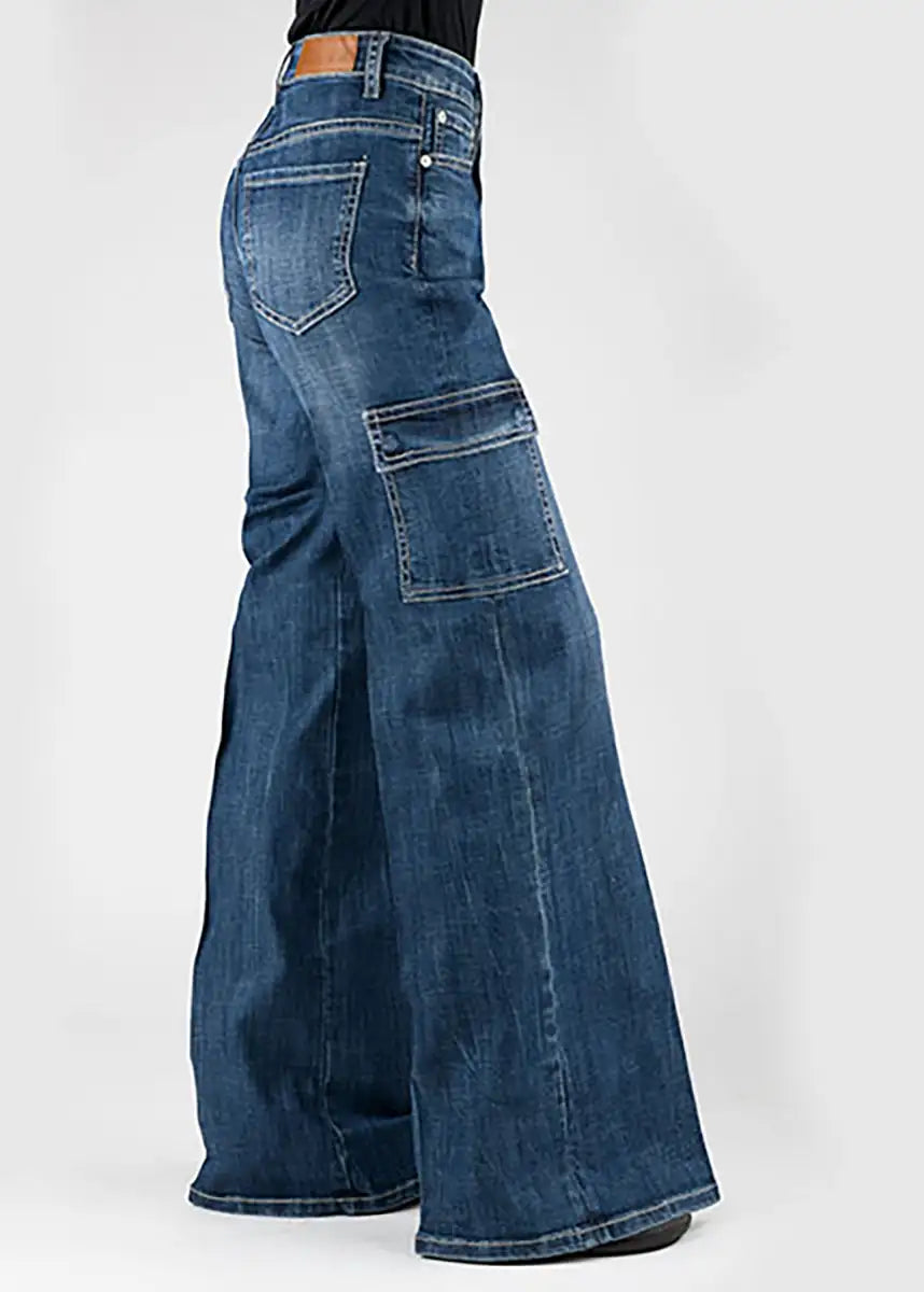 Tin Haul 870 Claire Cargo Wide Leg ( Denim Medium Wash )- Women's Jeans