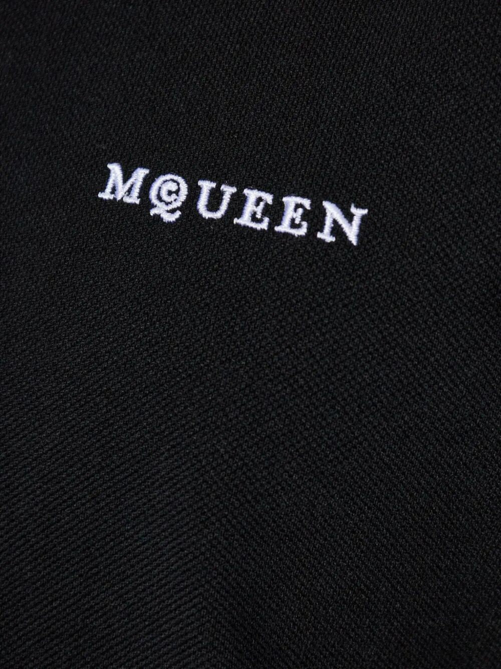 Alexander Mcqueen Men Embroidered Logo Cotton Piqué Polo Shirt