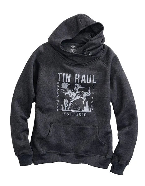Tin Haul Bronco Print (Grey) - Women's Hoodie Sweatshirt Grey