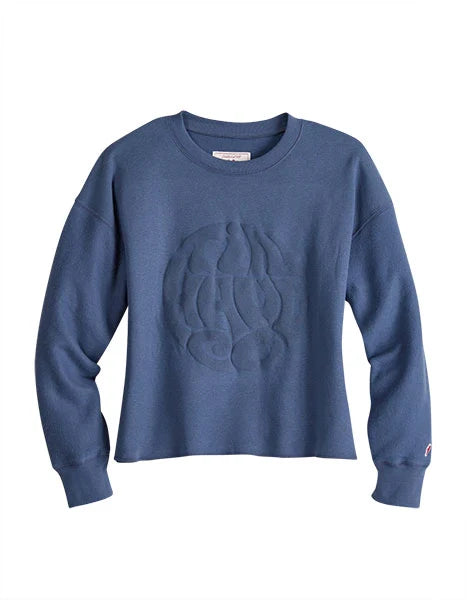 Tin Haul Groovy Embossed Logo (Blue) - Women's Sweatshirt Blue