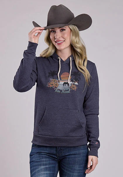 Tin Haul Hawaiian Sunset (Navy) - Women's Hoodie Sweatshirt Navy