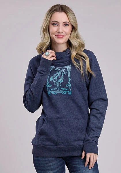 Tin Haul Art Nouveau Horse Print (Navy) - Women's Hoodie Sweatshirt Navy
