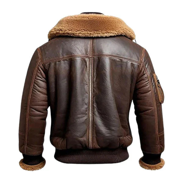 Men’s Bomber Style Shearling Leather Jacket