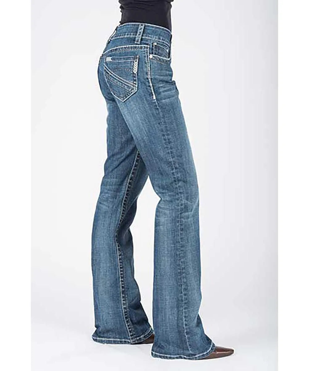 Stetson 214 Trouser Fit w/ Chevron Back Pocket - Women's Jeans Denim Medium Wash