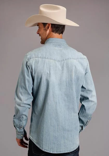 Stetson Stretch Denim (Light Wash) - Men's Western Shirt
