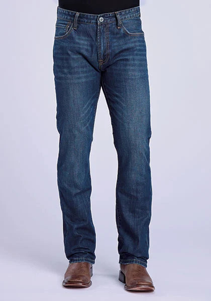 Stetson 1210 Straight Fit (Brown/Dark Wash) - Men's Jeans Denim Dark Wash