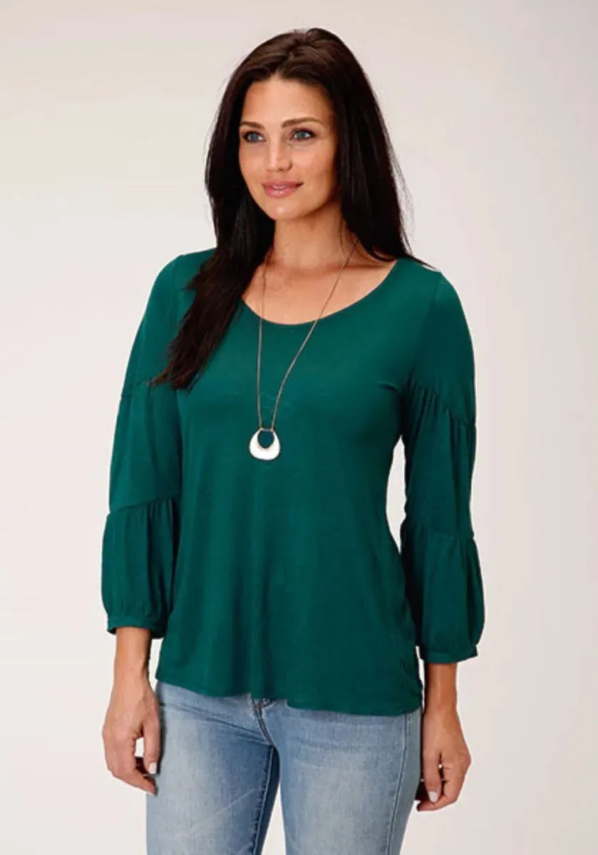Stetson Jersey Knit Pull Over Blouse (Jade Green) - Women's Shirt Green
