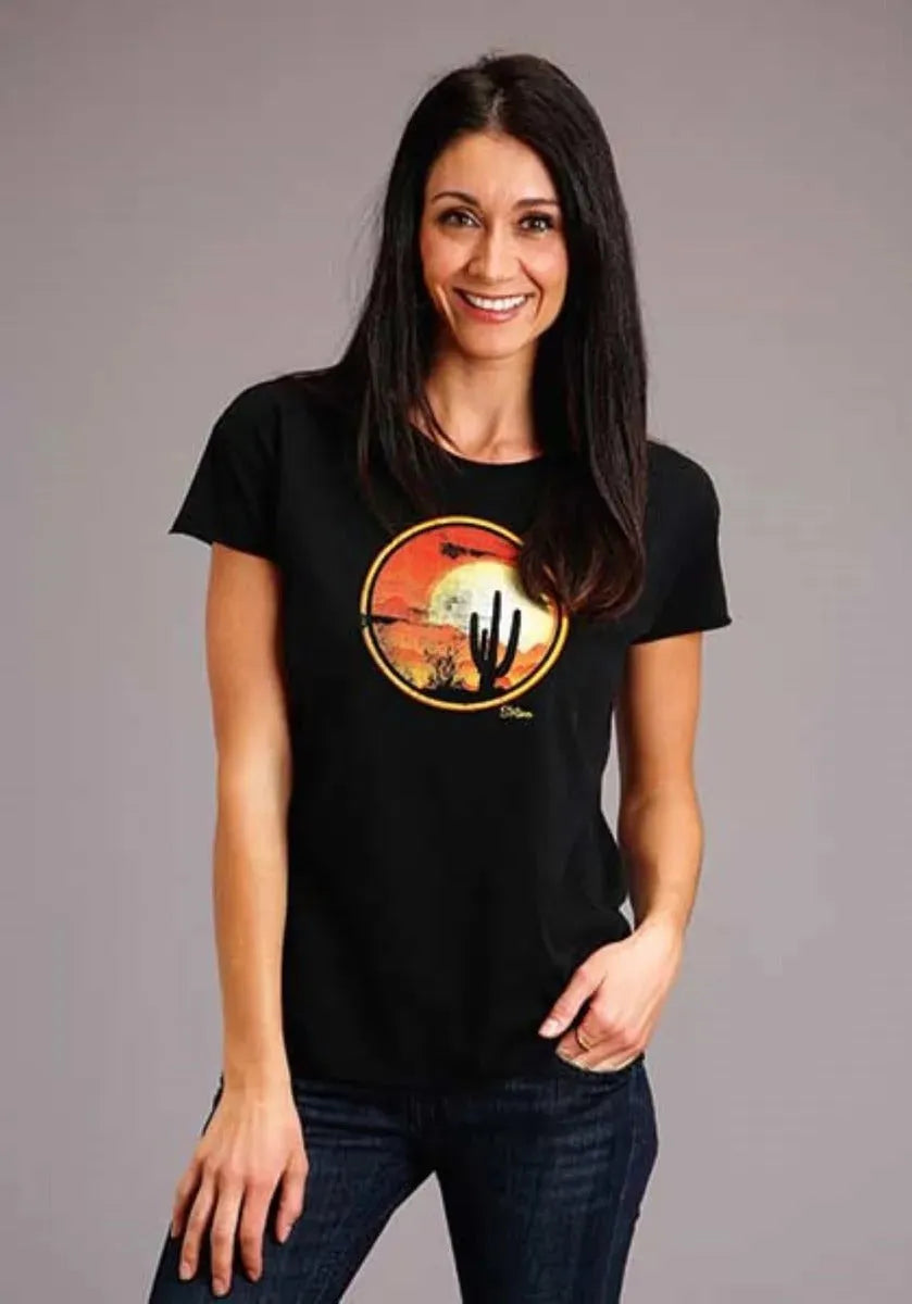 Stetson Cactus and Red Sunset (Black) - Women's Short Sleeve T-Shirt Black