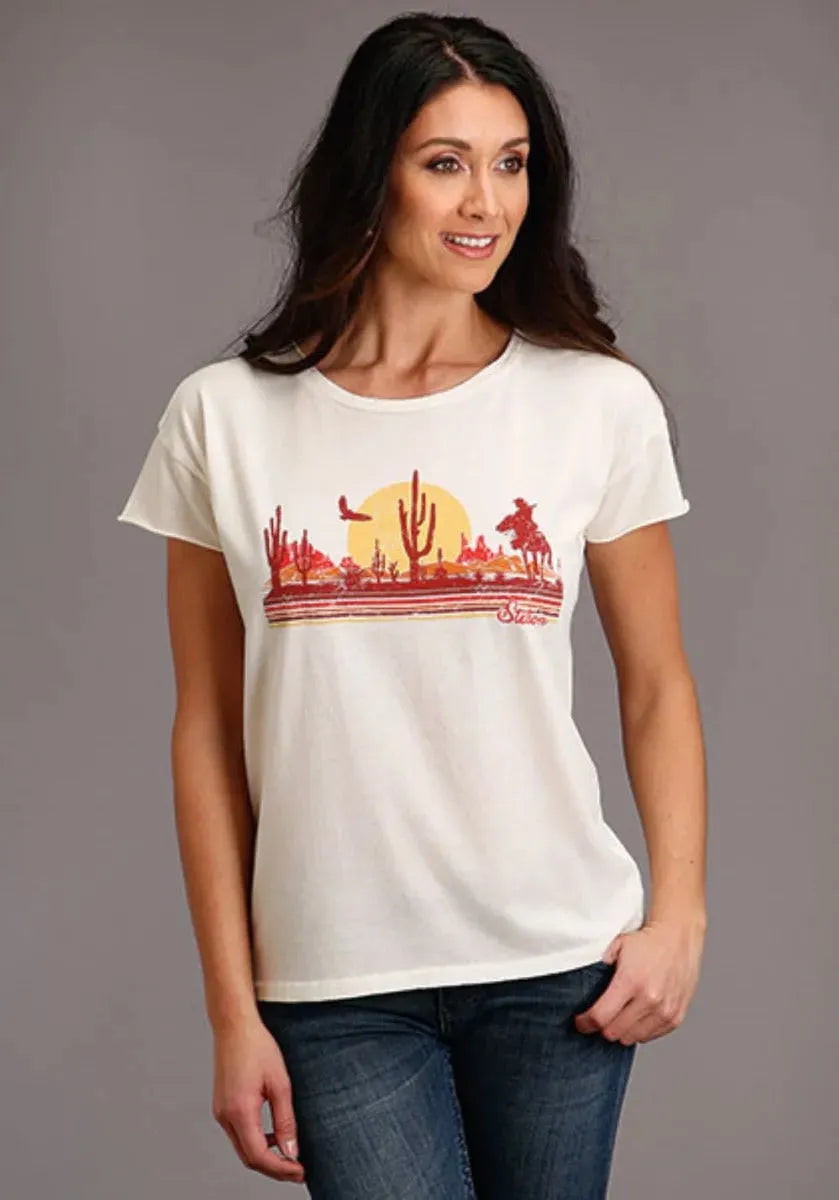 Stetson Cowgirl In Desert (White) - Women's Short Sleeve T-Shirt White