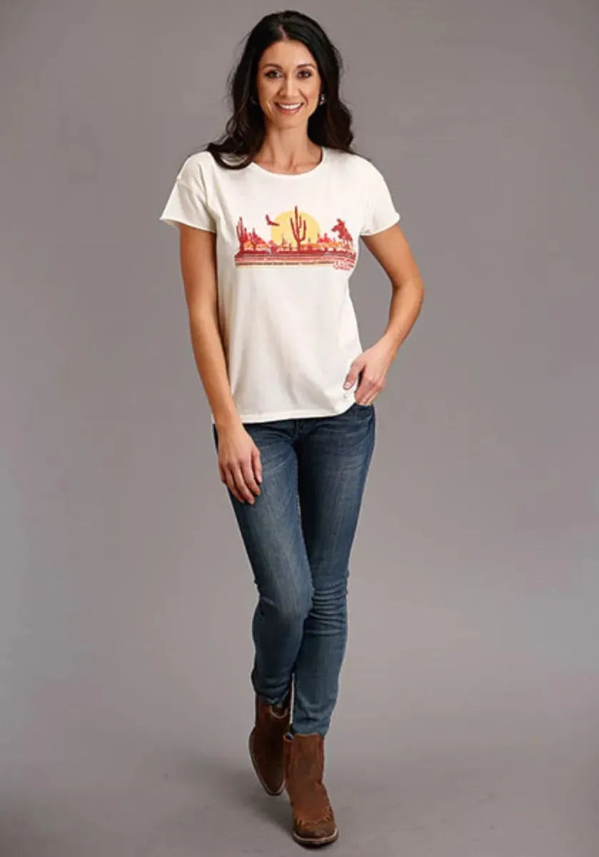 Stetson Cowgirl In Desert (White) - Women's Short Sleeve T-Shirt