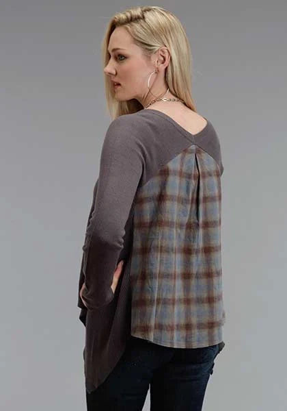Stetson 0758 Twill Plaid (Grey) - Women's Knit Shirt Grey