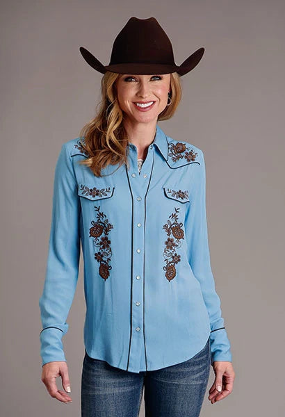 Stetson 1912 Crepe (Blue) - Women's Blouse Blue