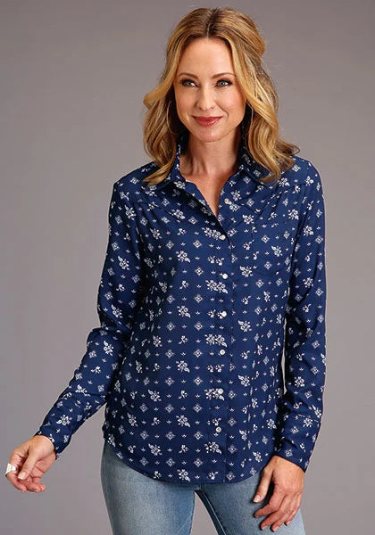 Stetson 01120 Vintage Ditzy (Blue) - Women's Blouse Blue