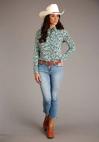 Stetson 1609 Floral Print (Green) - Women's Blouse