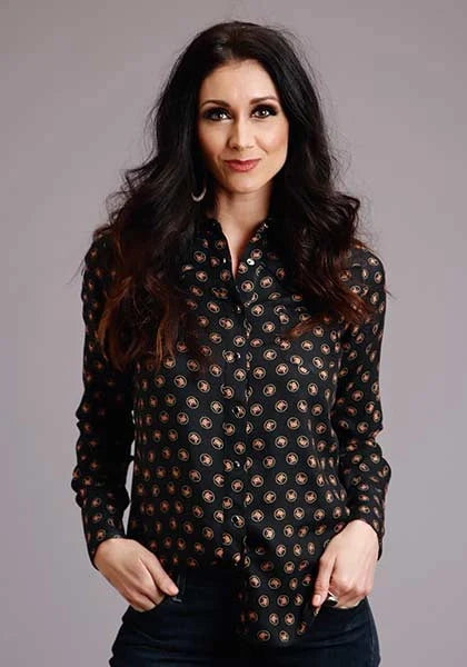 Stetson 00442 Horse Polkadot (Black) - Women's Blouse Black