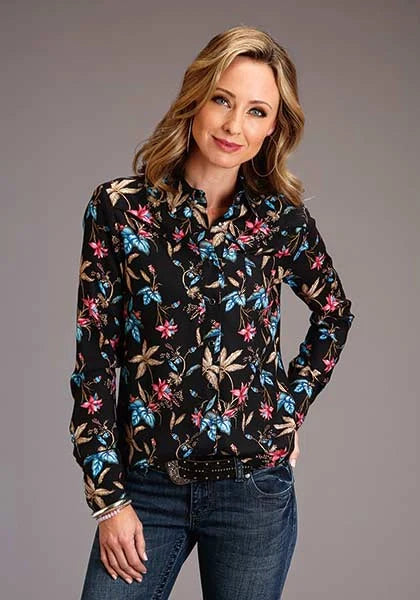 Stetson 00897 Feather Floral (Black) - Women's Blouse Black
