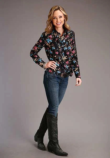 Stetson 00897 Feather Floral (Black) - Women's Blouse