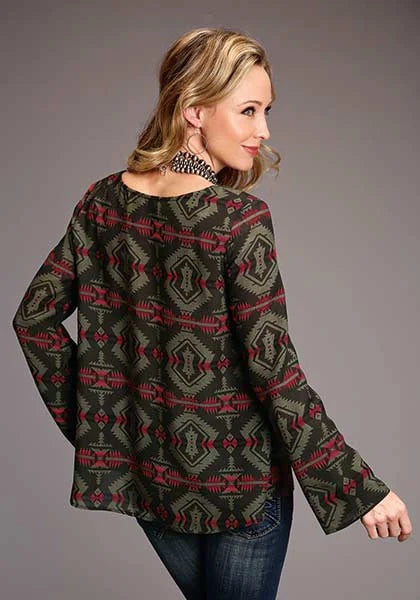 Stetson 00873 Blanket Print Peasant (Brown) - Women's Blouse