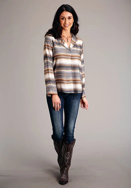 Stetson 1733 Desert Serape V-Neck (Brown) - Women's Blouse