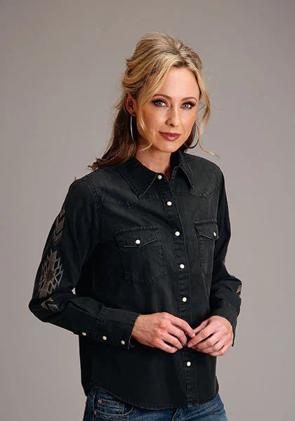 Stetson Boyfriend Fit (Black) - Women's Denim Shirt Black