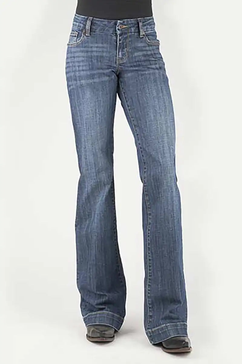 Stetson 214 Trouser Fit Pieced Back Pocket (Denim Medium Wash) - Women's Jeans Denim Medium Wash