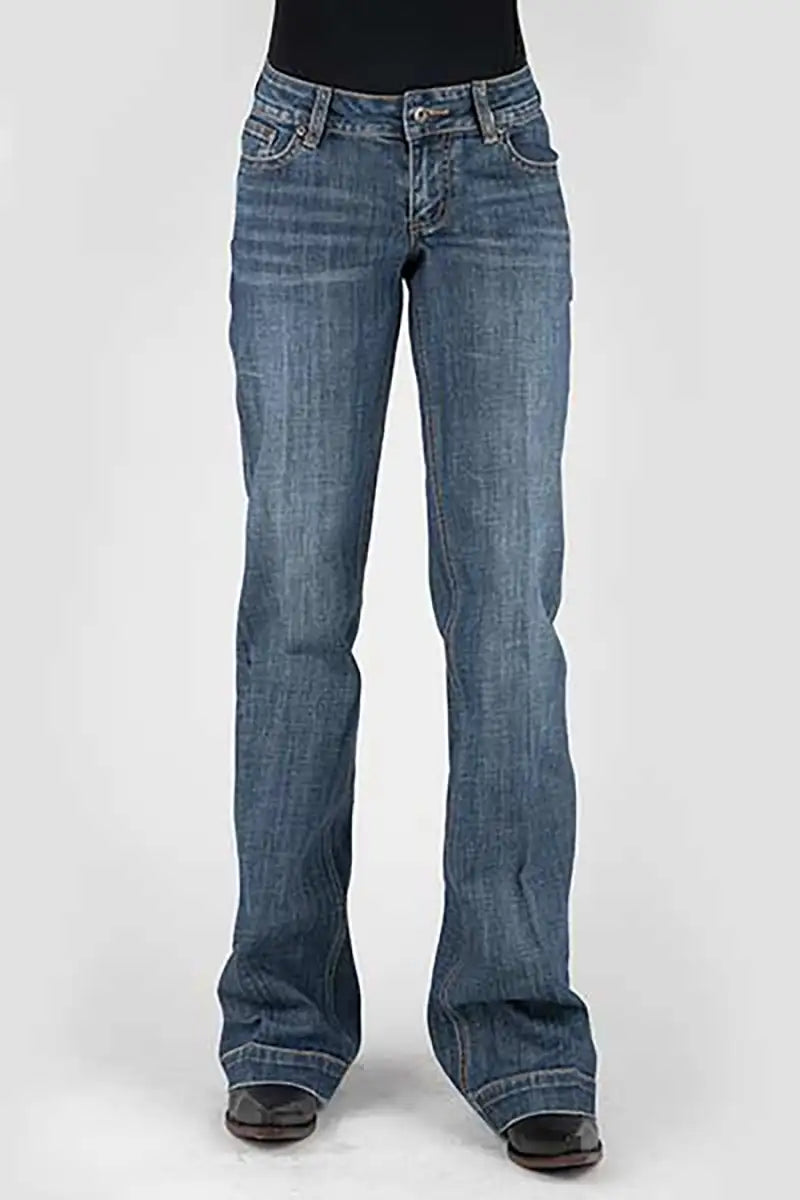 Stetson 214 Trouser Fit Deco Back Packet ( Denim Medium Wash )- Women's Jeans Denim Medium Wash