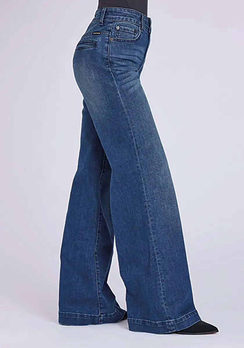 Stetson 751 Wide Leg Welted Back Packets ( Denim Medium Wash) - Women's Jeans