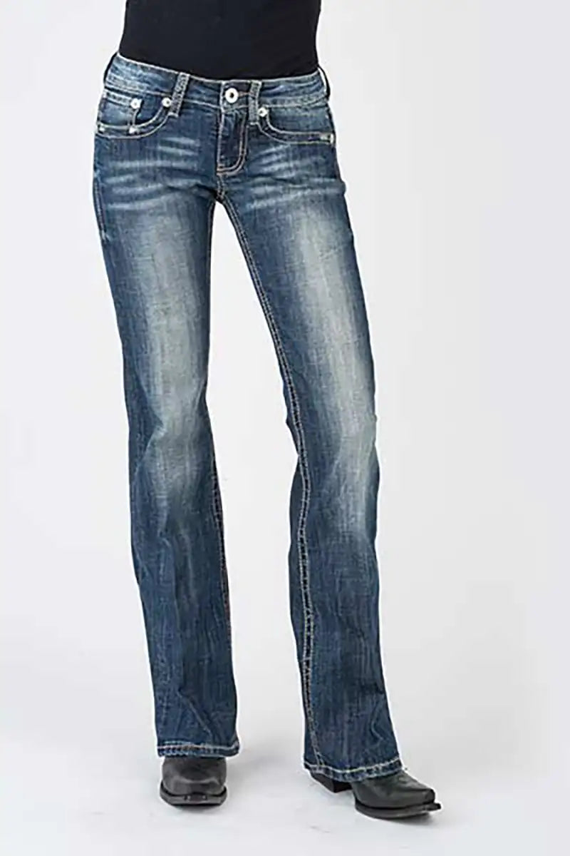 Stetson 816 Classic Boot Cut Blasted (Denim Dark Wash) - Women's Jeans Denim Dark Wash
