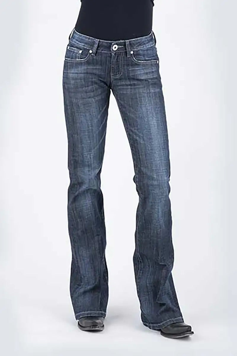Stetson 816 Classic Boot Cut Zig Zag Pocket ( Denim Dark Wash )- Women's Jeans Denim Dark Wash