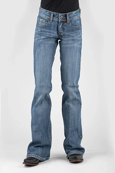 Stetson 816 Classic Stretch Boot Cut Horseshoe Pocket (Medium Wash) - Women's Jeans Denim Light Wash