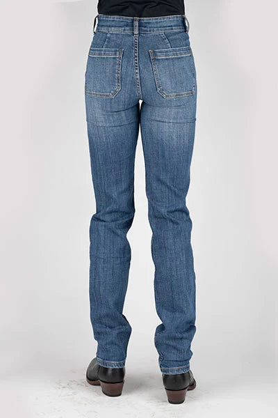 Stetson 915 High Rise Straight Fit Oversize Pockets (Medium Wash) - Women's Jeans